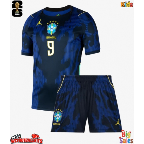 Brazil Matheus Cunha #9 Replica Away Stadium Kit for Kids World Cup 2026 Short Sleeve (+ pants)